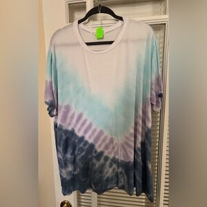 Tie-Dye Short Sleeve Tee - Blue, Purple & White